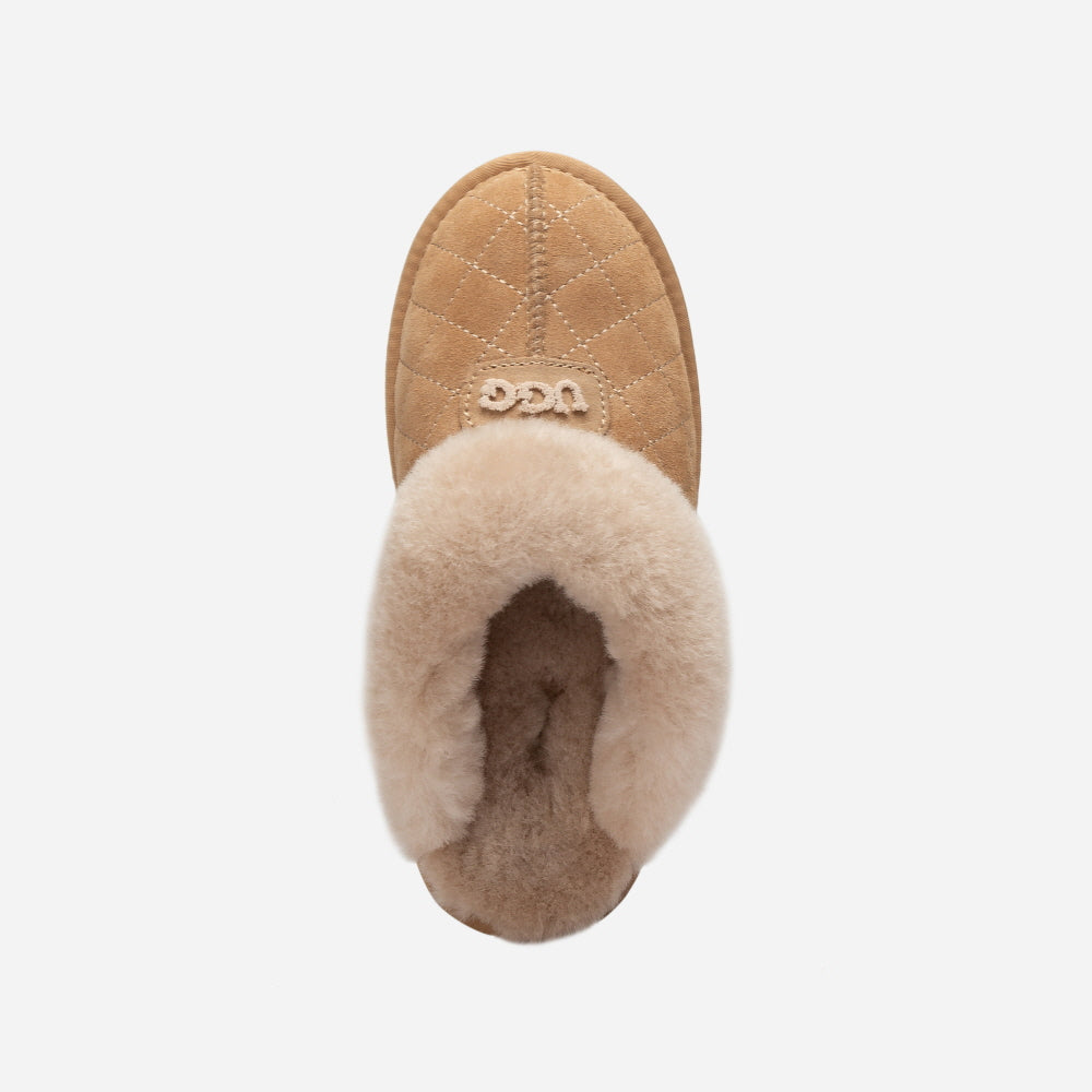 COQUETTE MATELASSE EMB LOGO SLIPPER (ELASTIC LOGO & WOOL STRAP) OZWEAR UGG OB114MDE
