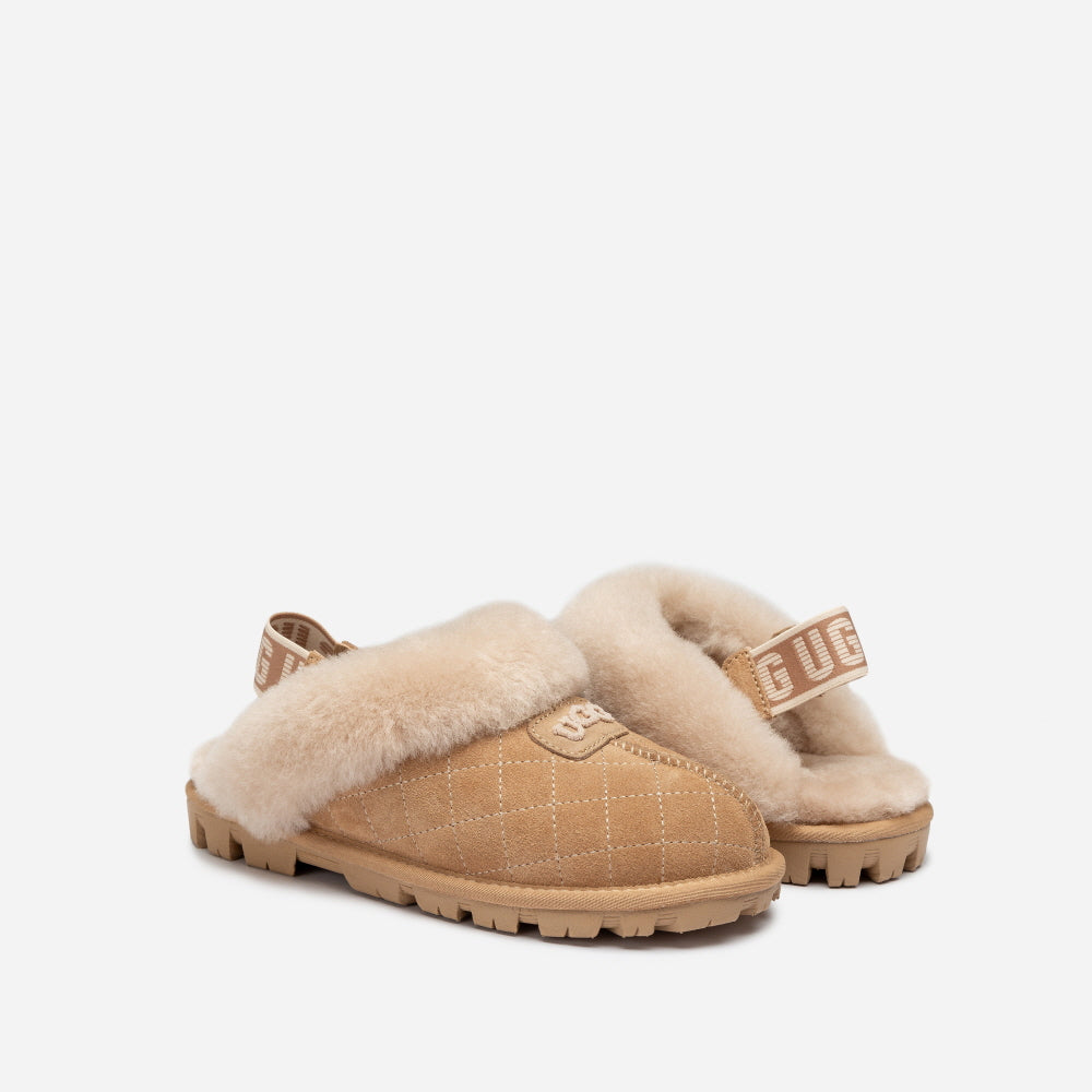 COQUETTE MATELASSE EMB LOGO SLIPPER (ELASTIC LOGO & WOOL STRAP) OZWEAR UGG OB114MDE
