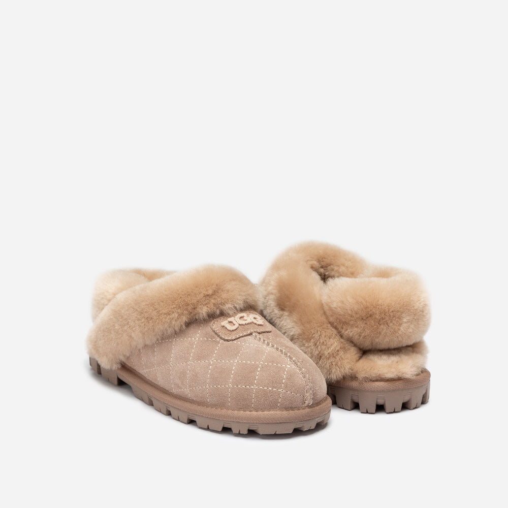 COQUETTE MATELASSE EMB LOGO SLIPPER (ELASTIC LOGO & WOOL STRAP) OZWEAR UGG OB114MDE