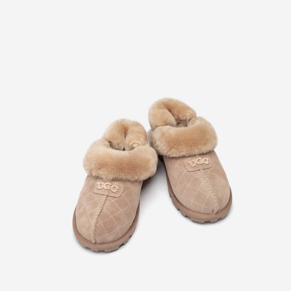 COQUETTE MATELASSE EMB LOGO SLIPPER (ELASTIC LOGO & WOOL STRAP) OZWEAR UGG OB114MDE