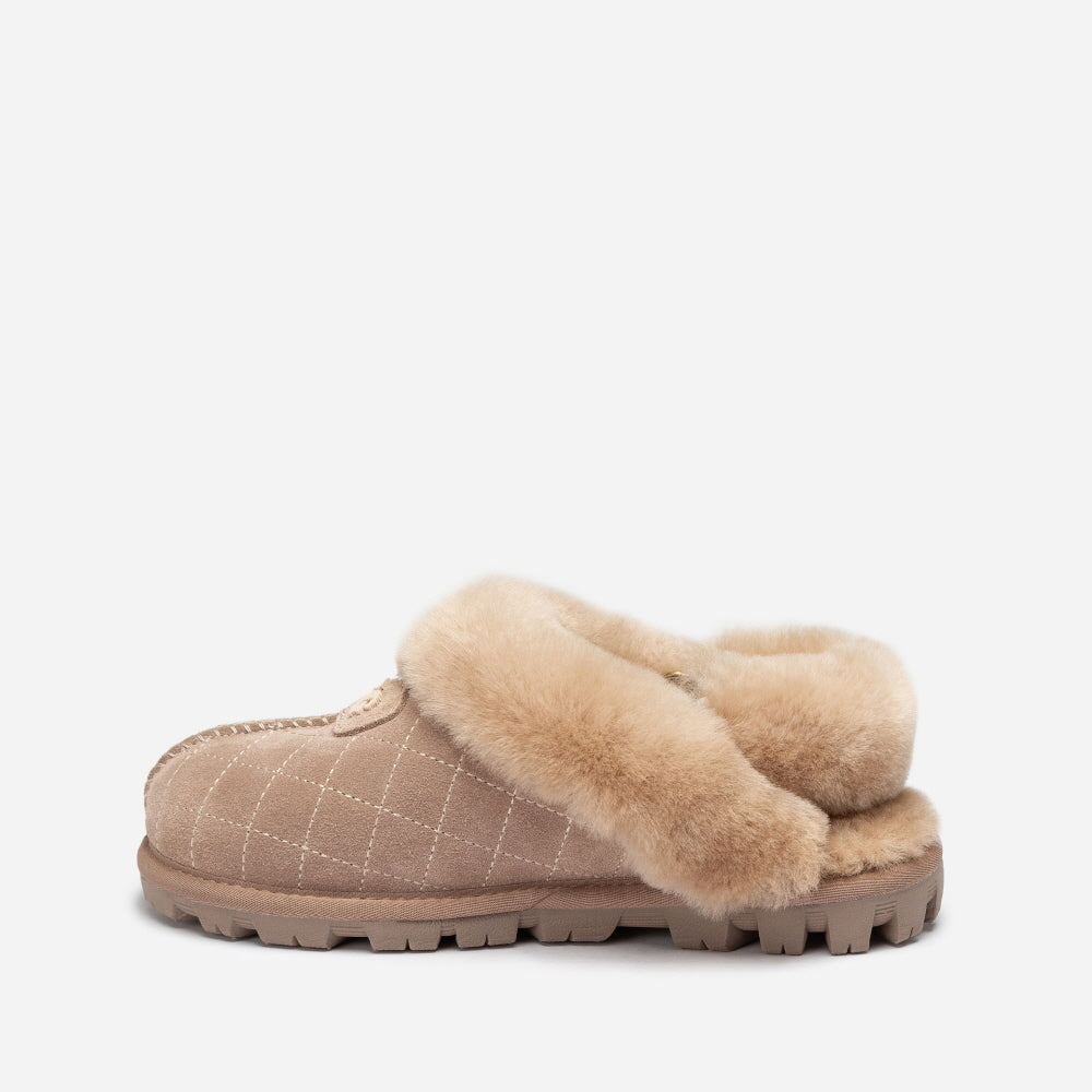 COQUETTE MATELASSE EMB LOGO SLIPPER (ELASTIC LOGO & WOOL STRAP) OZWEAR UGG OB114MDE