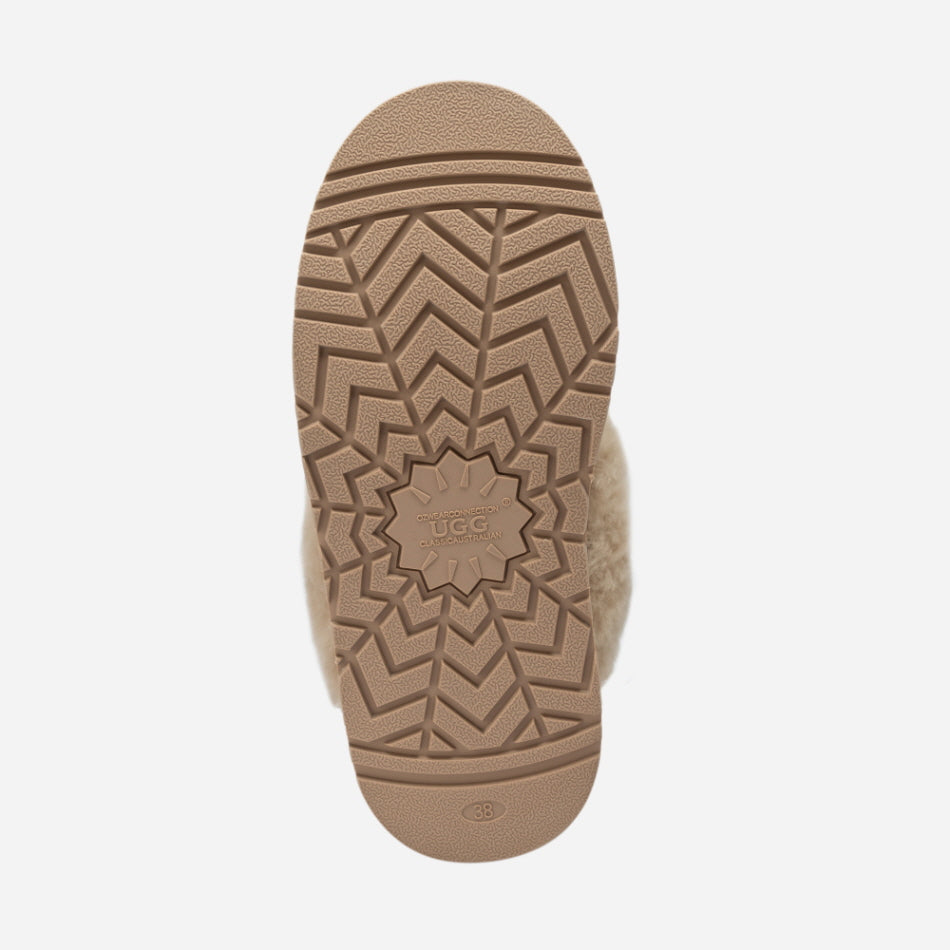 COQUETTE EMB LOGO PLATFORM SLIPPER (ELASTIC LOGO & WOOL STRAP) OZWEAR UGG OB114PDE