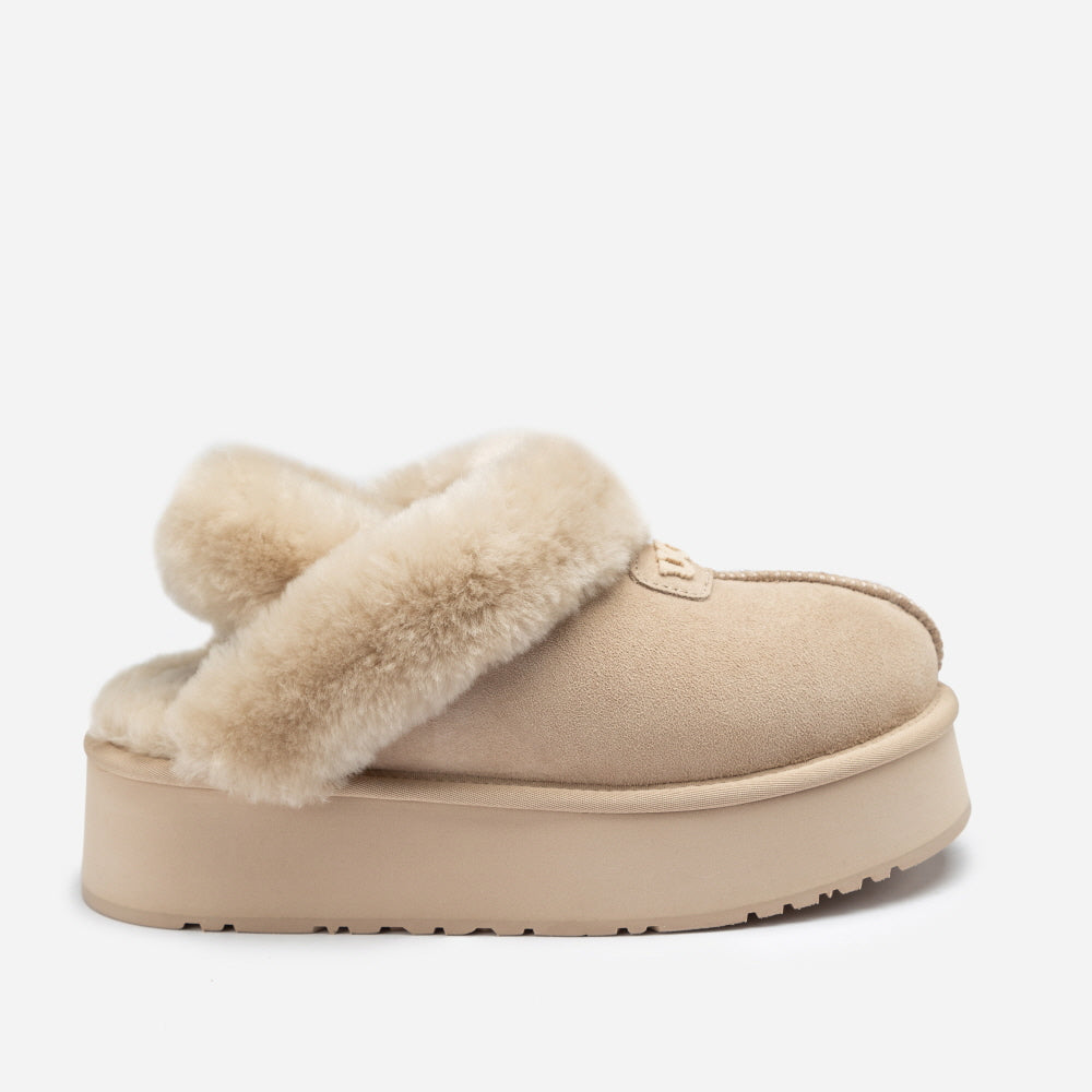 COQUETTE EMB LOGO PLATFORM SLIPPER (ELASTIC LOGO & WOOL STRAP) OZWEAR UGG OB114PDE