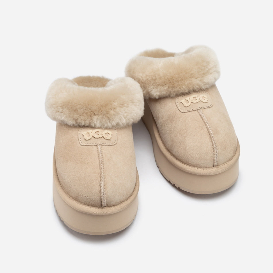 COQUETTE EMB LOGO PLATFORM SLIPPER (ELASTIC LOGO & WOOL STRAP) OZWEAR UGG OB114PDE