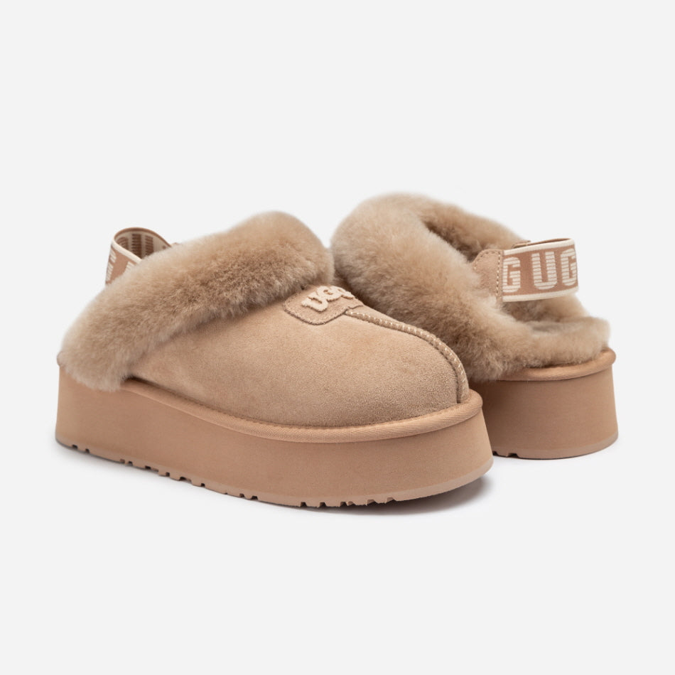 COQUETTE EMB LOGO PLATFORM SLIPPER (ELASTIC LOGO & WOOL STRAP) OZWEAR UGG OB114PDE