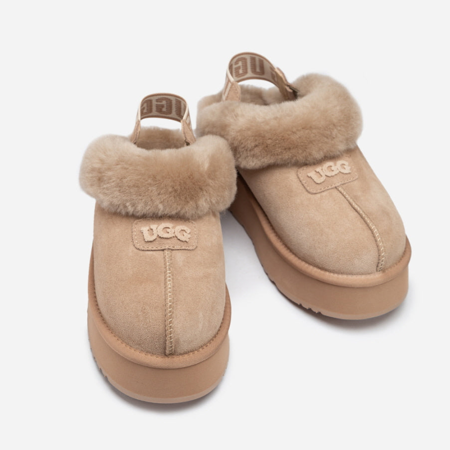 COQUETTE EMB LOGO PLATFORM SLIPPER (ELASTIC LOGO & WOOL STRAP) OZWEAR UGG OB114PDE