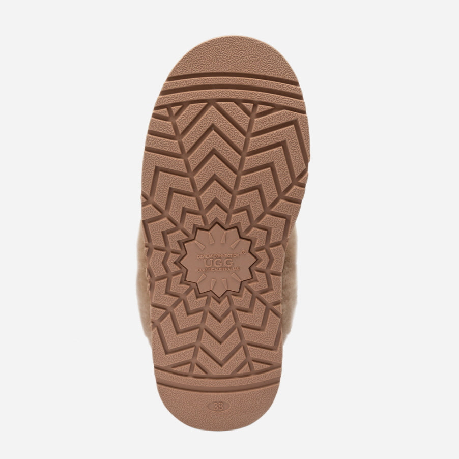 COQUETTE EMB LOGO PLATFORM SLIPPER (ELASTIC LOGO & WOOL STRAP) OZWEAR UGG OB114PDE