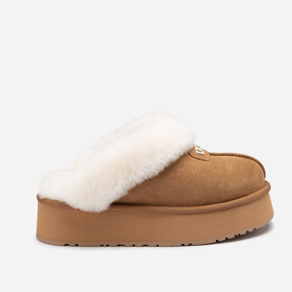 COQUETTE EMB LOGO PLATFORM SLIPPER (ELASTIC LOGO & WOOL STRAP) OZWEAR UGG OB114PDE