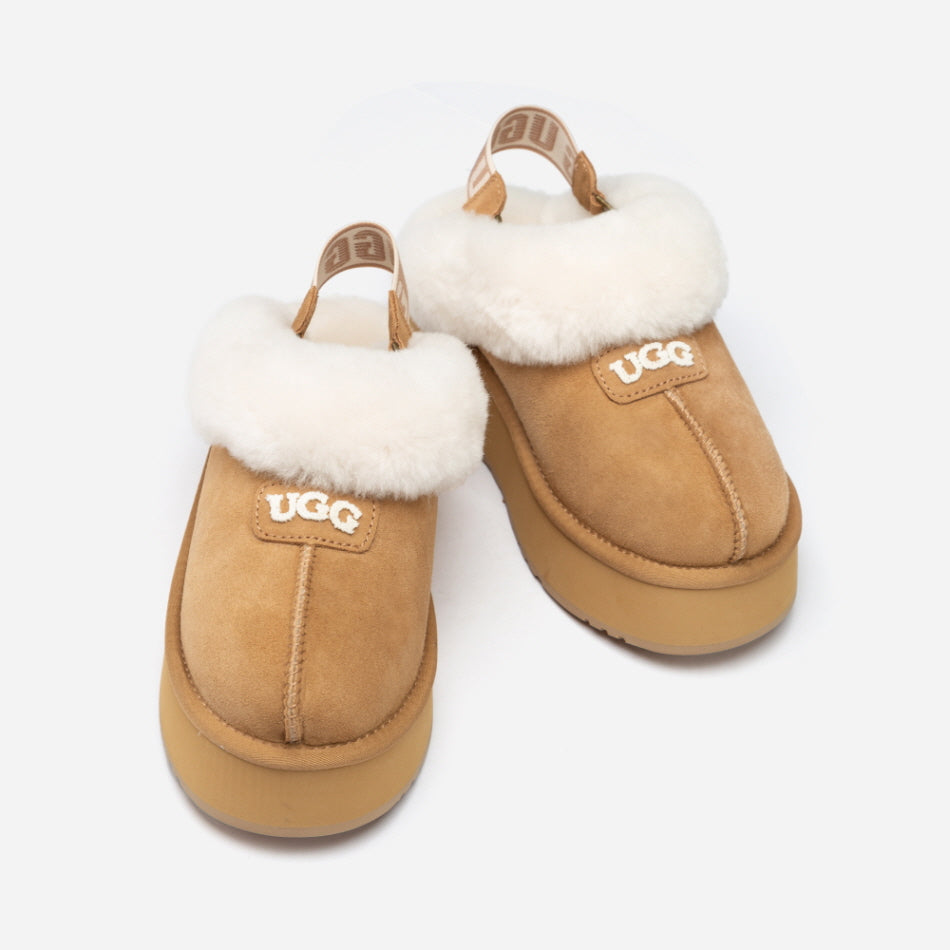 COQUETTE EMB LOGO PLATFORM SLIPPER (ELASTIC LOGO & WOOL STRAP) OZWEAR UGG OB114PDE