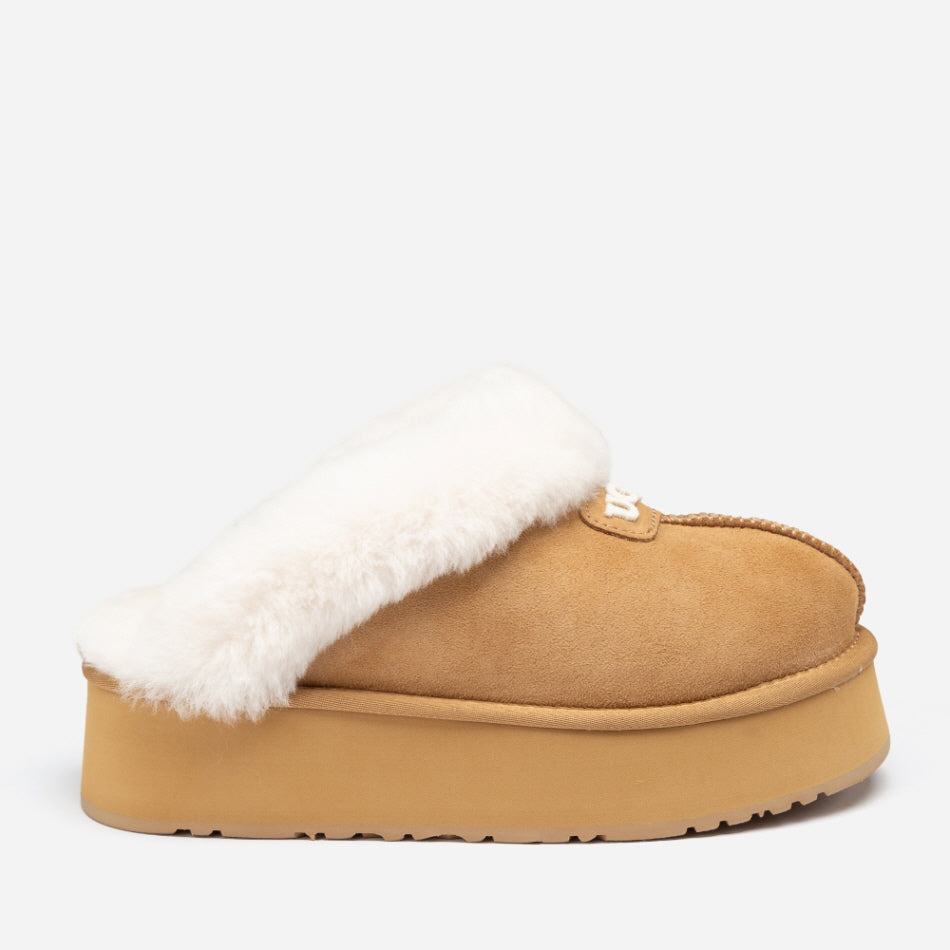 COQUETTE EMB LOGO PLATFORM SLIPPER (ELASTIC LOGO & WOOL STRAP) OZWEAR UGG OB114PDE