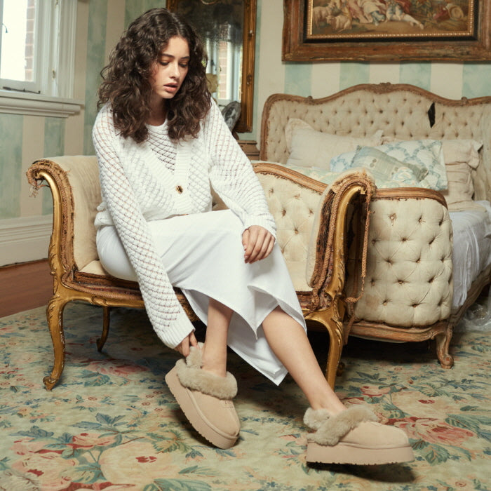 COQUETTE PLATFORM SLIPPER (ELASTIC LOGO & WOOL STRAP) OZWEAR UGG OB114CPD