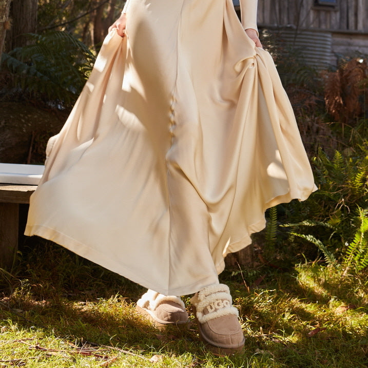 VIOLET MATELASSÉ SHEARLING PLATFORM SLIPPER(DETACHABLE  FEATURE) OZWEAR UGG OB938PMD