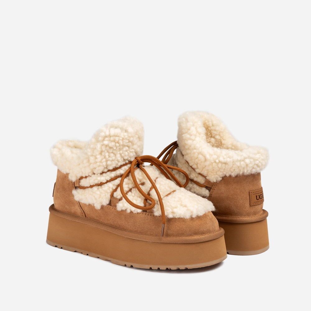 CLASSIC FLUFFY LACE-UP PLATFORM MINI SNOW BOOTS OZWEAR UGG OB849F