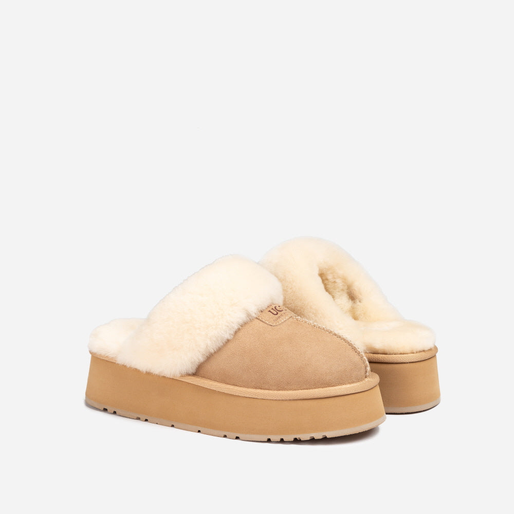 COQUETTE PLATFORM SLIPPER (ELASTIC LOGO & WOOL STRAP) OZWEAR UGG OB114CPD