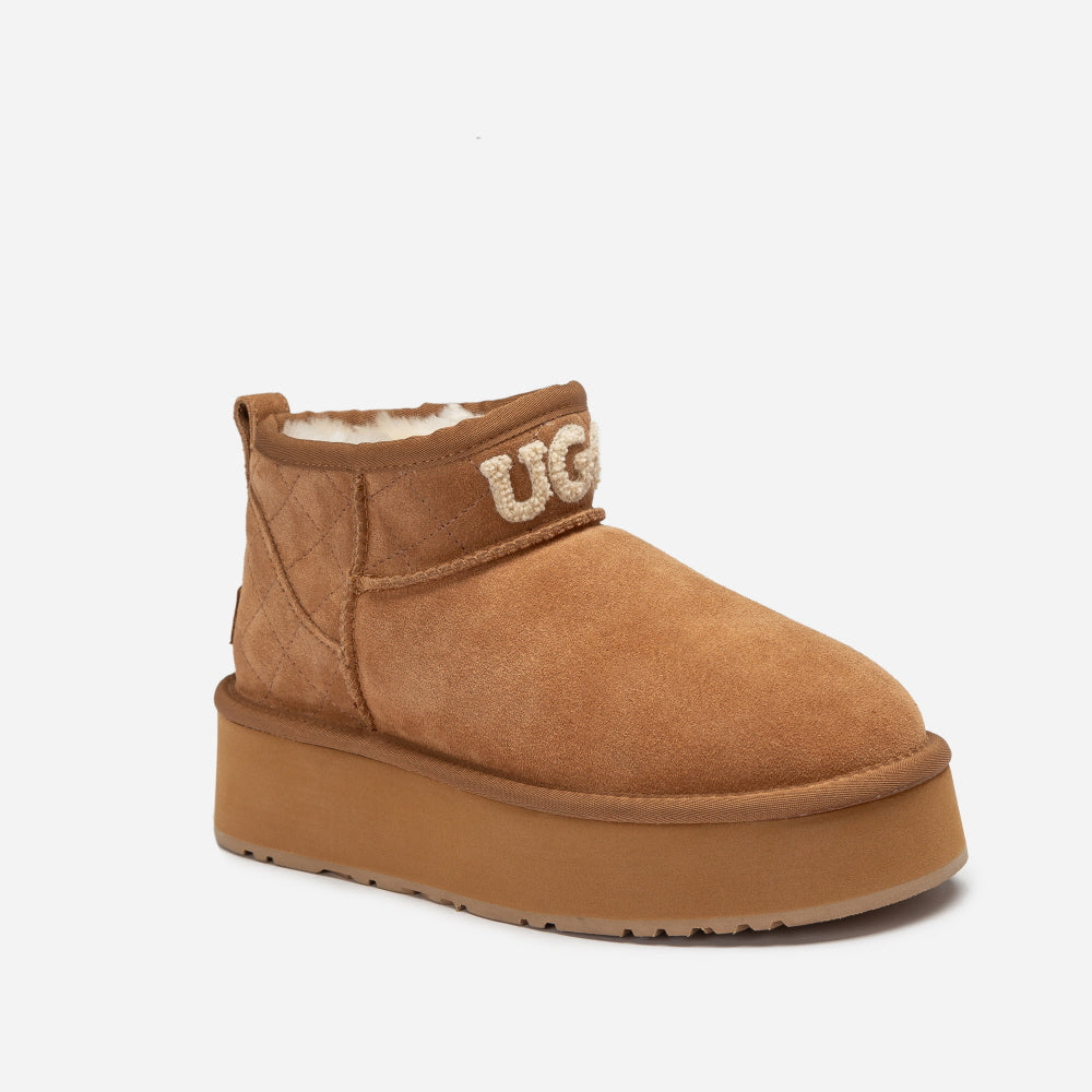 CLASSIC PLATFORM KNIT LOGO MATELASSÉ ULTRA MINI BOOT OZWEAR UGG OB658PLM