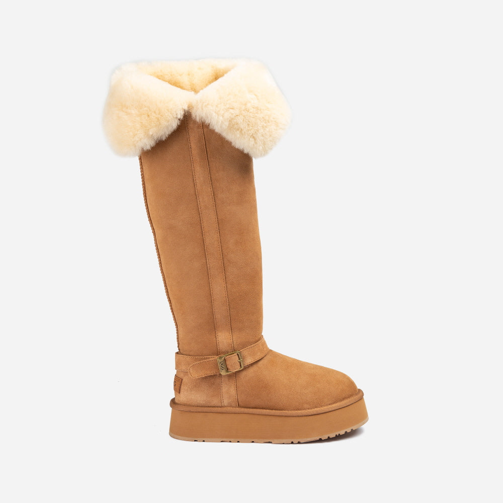 BUCKLE TALL PLATFORM BOOTS OZWEAR UGG